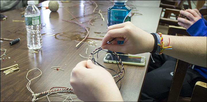 Bethany Garretson: Creating dreamcatchers from natural materials.