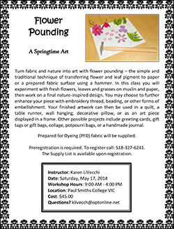 Quilt Workshop Flyer: Flower Pounding: A Springtime Art