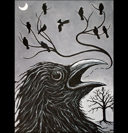 Arnold Sauther: Caw-ling.  Acrylics.