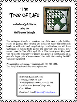 Tree of Life Quilt Workshop Flyer