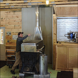 Maple Sugaring at the VIC: Wood-fired evaporator in the VIC Sugar House